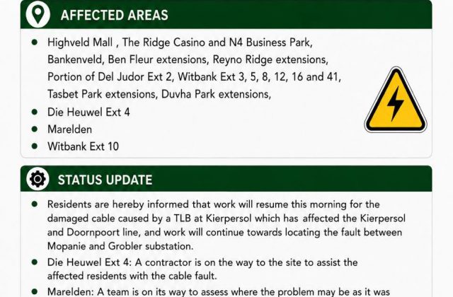 Power supply update poster for 1 August 2026 at 08:27. Full text appears below.