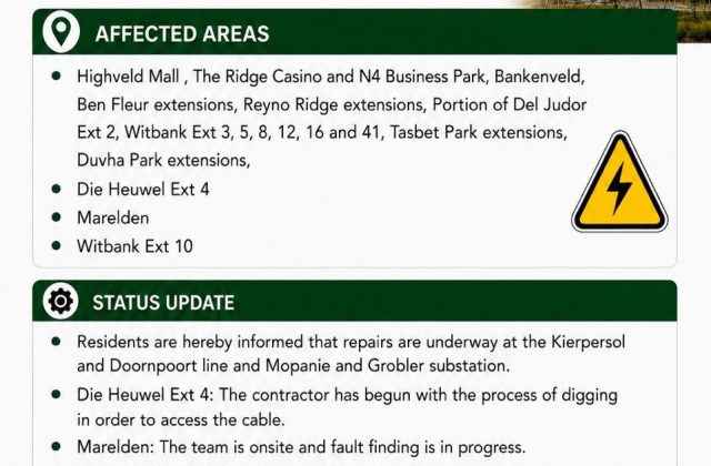 Power supply update poster for 1 August 2026 at 10:46. Full text appears below.