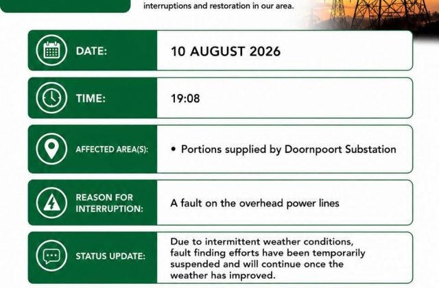 Power supply update poster for 10 August 2026. Full text appears below.
