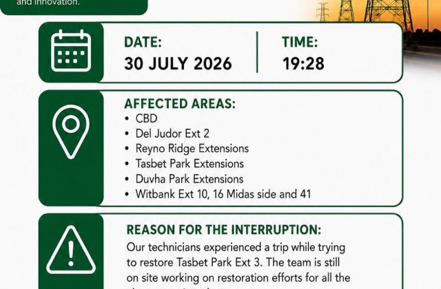 Power supply update poster for 30 July 2026 at 19:28. Full text appears below.