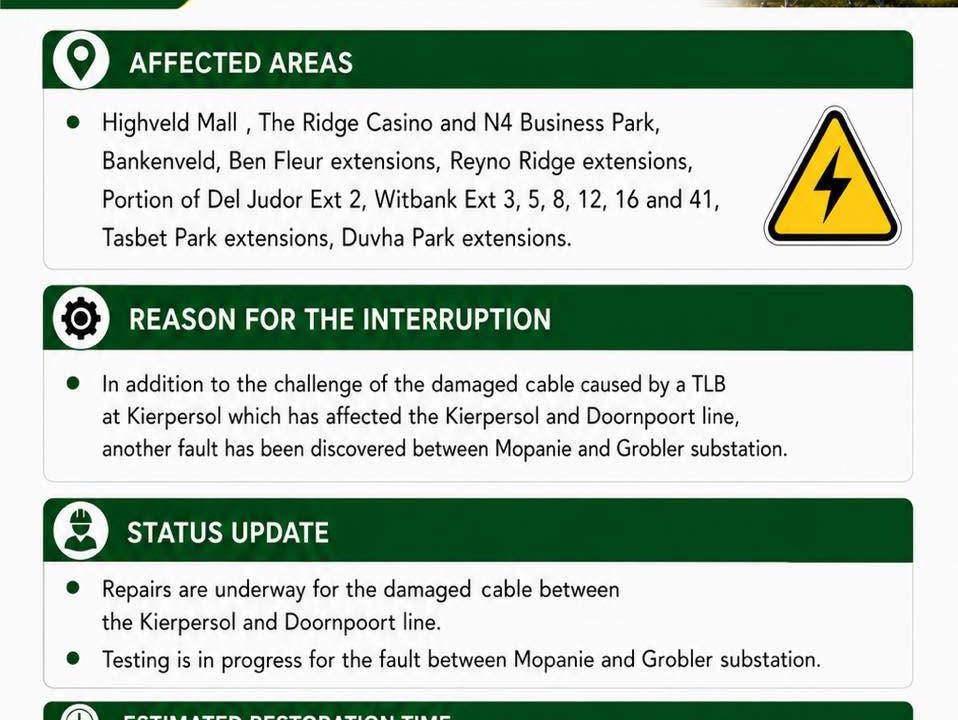 Power supply update poster for 31 July 2026 at 20:18. Full text appears below.