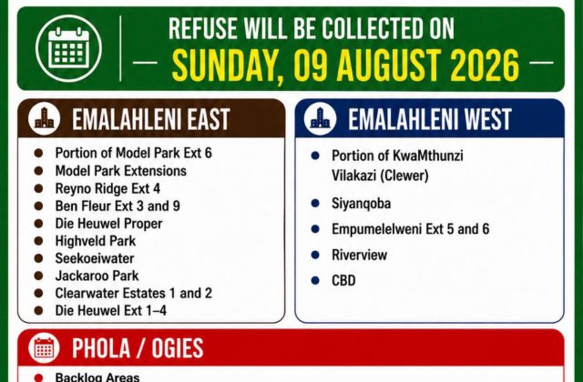 Refuse collection schedule poster for Sunday 9 August 2026. Full text appears below.