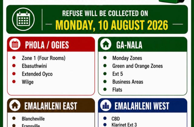 Refuse collection schedule poster for Monday 10 August 2026. Full text appears below.