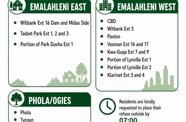 Refuse collection schedule poster for Wednesday 12 August 2026. Full text appears below.